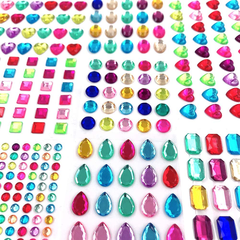 365pcs Jewels Stickers,Gem Stickers Rhinestone for Crafts Sticker Gems Self Adhesive Bling Jewels